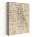 Chicago 1889 Map Canvas Art Print by Wild Apple Portfolio (16"H x 24"W x 1.5"D)