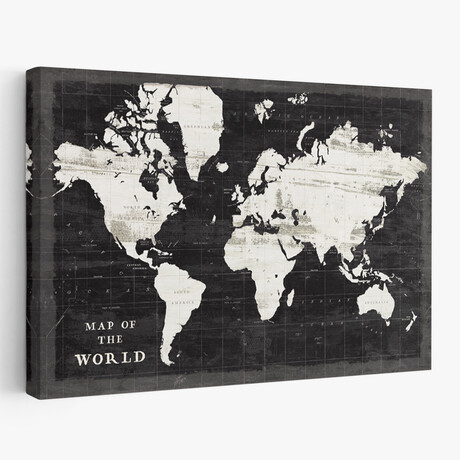 World Map Black Canvas Art Print  by Sue Schlabach (16"H x 24"W x 1.5"D)