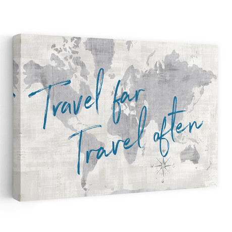 World Map Collage Travel Canvas Art Print  by Sue Schlabach (16"H x 24"W x 1.5"D)