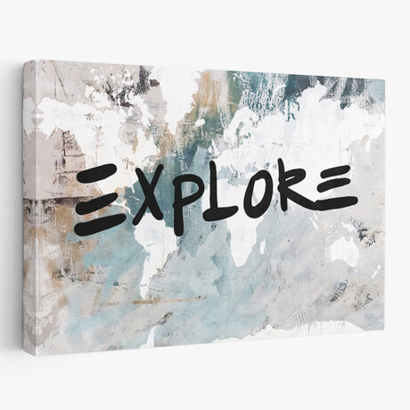 Explore Neutral World Map Canvas Art Print  by Kent Youngstrom (16"H x 24"W x 1.5"D)