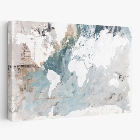Neutral World Map Canvas Art Print  by Kent Youngstrom (16"H x 24"W x 1.5"D)