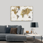 Gilded Map Linen Canvas Art Print by Wild Apple Portfolio (16"H x 24"W x 1.5"D)