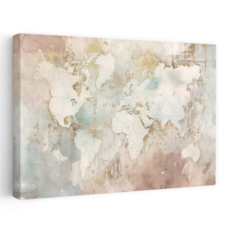 Blushing World Map Canvas Art Print  by Roozbeh (16"H x 24"W x 1.5"D)