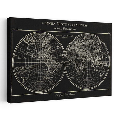 Map of the World Black Canvas Art Print  by Sue Schlabach (16"H x 24"W x 1.5"D)