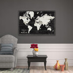 World Map Black Canvas Art Print by Sue Schlabach (16"H x 24"W x 1.5"D)