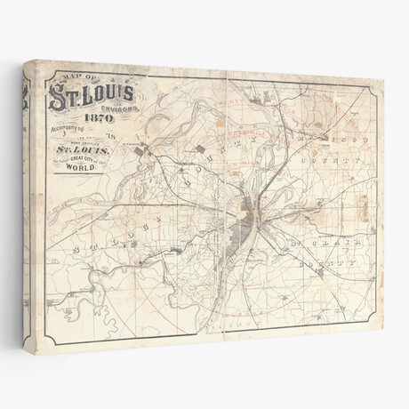 Vintage St Louis Map Canvas Art Print  by Wild Apple Portfolio (16"H x 24"W x 1.5"D)