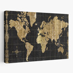 Gilded Map Black Gold Canvas Art Print by Wild Apple Portfolio (16"H x 24"W x 1.5"D)