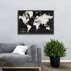 World Map Black Canvas Art Print by Sue Schlabach (16"H x 24"W x 1.5"D)