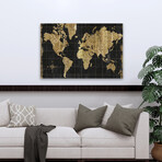 Gilded Map Black Gold Canvas Art Print by Wild Apple Portfolio (16"H x 24"W x 1.5"D)