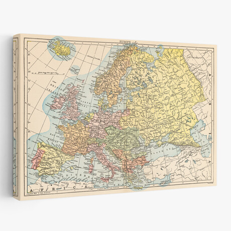 Map of Europe Canvas Art Print  by Wild Apple Portfolio (16"H x 24"W x 1.5"D)