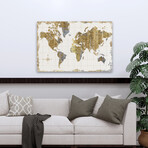 Gilded Map Linen Canvas Art Print by Wild Apple Portfolio (16"H x 24"W x 1.5"D)