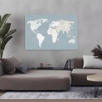 Calm World Map Canvas Art Print by Moira Hershey (16"H x 24"W x 1.5"D)
