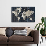 Old World Map Blue Canvas Art Print by Wild Apple Portfolio (16"H x 24"W x 1.5"D)