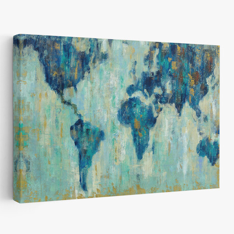 Map of the World Canvas Art Print  by Silvia Vassileva (16"H x 24"W x 1.5"D)