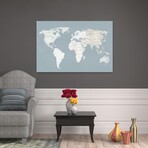 Calm World Map Canvas Art Print by Moira Hershey (16"H x 24"W x 1.5"D)