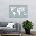 Calm World Map Canvas Art Print by Moira Hershey (16"H x 24"W x 1.5"D)