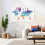 Watercolor World Canvas Art Print by Mike Schick (16"H x 24"W x 1.5"D)