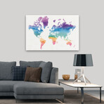 Watercolor World Canvas Art Print by Mike Schick (16"H x 24"W x 1.5"D)