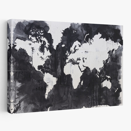 Map of the World Crop Canvas Art Print  by Kent Youngstrom (16"H x 24"W x 1.5"D)