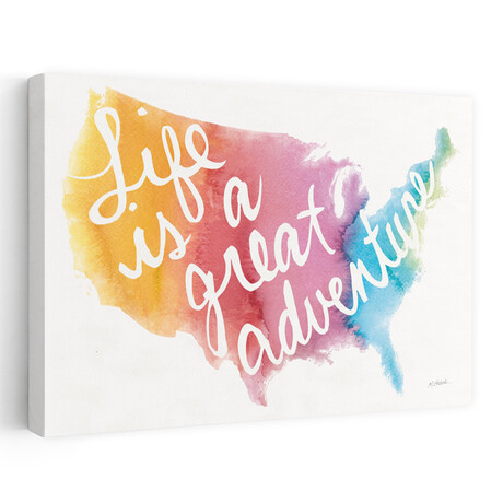 Watercolor USA Canvas Art Print  by Mike Schick (16"H x 24"W x 1.5"D)