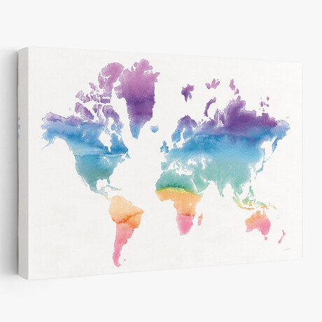 Watercolor World Canvas Art Print  by Mike Schick (16"H x 24"W x 1.5"D)
