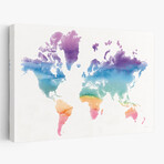 Watercolor World Canvas Art Print by Mike Schick (16"H x 24"W x 1.5"D)