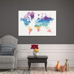 Watercolor World Canvas Art Print by Mike Schick (16"H x 24"W x 1.5"D)