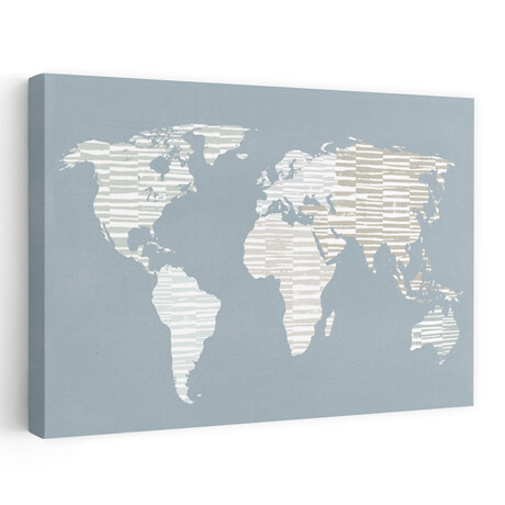 Calm World Map Canvas Art Print  by Moira Hershey (16"H x 24"W x 1.5"D)