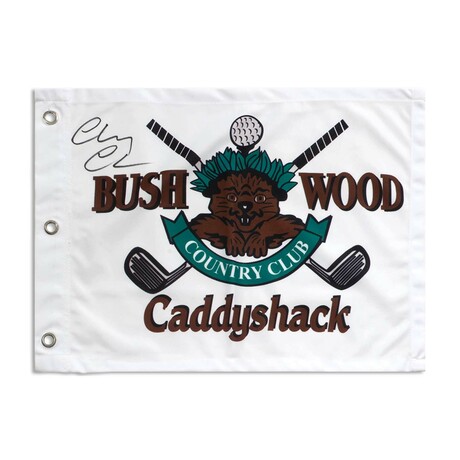 Chevy Chase // Signed 'Caddyshack Bushwood' 18x13 Golf Flag
