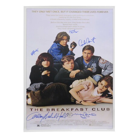 Estevez, Ringwald, Nelson, Hall, Sheedy // Signed 'The Breakfast Club' Poster