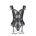 Maison de Minuit Lace Garter Bodysuit // Black (L)
