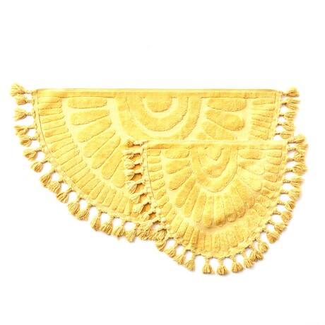 Sunshine Tasseled Cotton Bath Mat Set (Mustard)