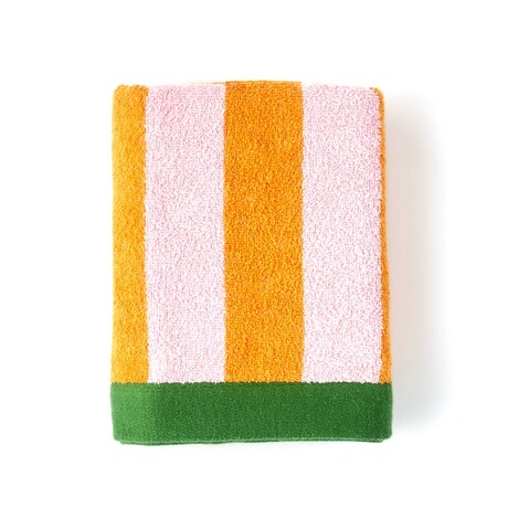 Line Striped Colourful Cotton Hand Towel (Orange)