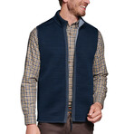 Reversible Channel Quilted Vest // Light Blue Heather + Navy (S)