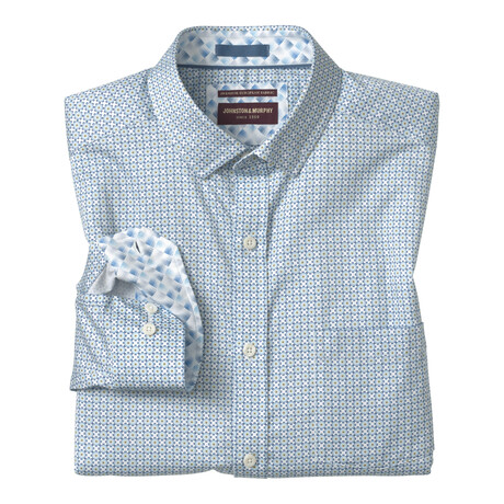 Printed Cotton Shirt // Blue + Tan (S)