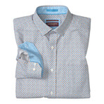 Printed Cotton Shirt // Orange + Blue (S)