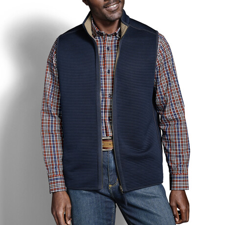 Reversible Channel Quilted Vest // Brown Heather + Navy (S)