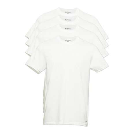 4 Pack Premium Cotton Crewneck T-Shirts // White (S)