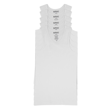 5 Pack Premium Cotton Rib Tank Top // White (S)