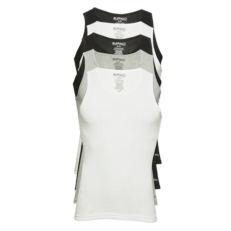 5 Pack Premium Cotton Rib Tank Top // White + Black + Heather (S)