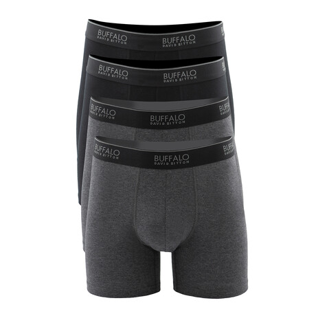 4 Pack Cotton Stretch Boxer Brief // Black + Heather (S)