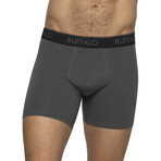 4 Pack Micro Touch / Rayon Stretch Boxer Brief // Black + Granite Gray (S)