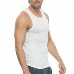 5 Pack Premium Cotton Rib Tank Top // White (S)