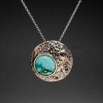 Genuine Turquoise Crescent Moon Pendant with 18" Sterling Silver Chain