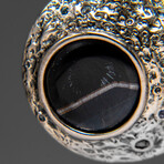 Genuine Black Onyx Crescent Moon Pendant with 18" Sterling Silver Chain