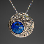 Genuine Lapis Lazuli Crescent Moon Pendant with 18" Sterling Silver Chain