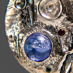 Genuine Blue Sapphire Crescent Moon Pendant with 18" Sterling Silver Chain