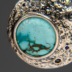 Genuine Turquoise Crescent Moon Pendant with 18" Sterling Silver Chain