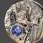 Genuine Blue Sapphire Crescent Moon Pendant with 18" Sterling Silver Chain