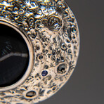 Genuine Black Onyx Crescent Moon Pendant with 18" Sterling Silver Chain